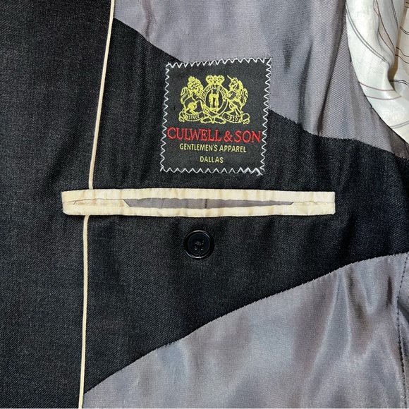 Culwell & Son Gentlemen's Apparel Dallas Texas Black Wool Suit Blazer - Picture 8 of 13